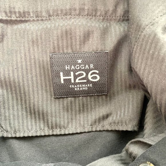 Haggar H26 Suit Pants Mens Flat Front Cotton Solid Black Size 36x32 - Picture 5 of 10